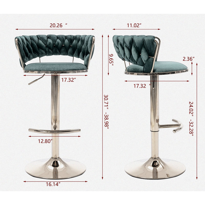 Tabourets de bar pivotants à hauteur réglable Antebi, Vert