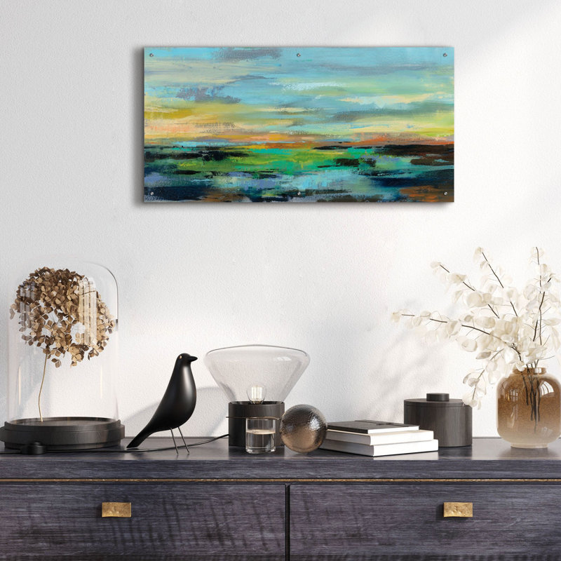 Ivy Bronx «Delmar Sunset I» par Silvia Vassileva, art mural en verre acrylique, 48 po x 24 po, H 24 po x l 48 po