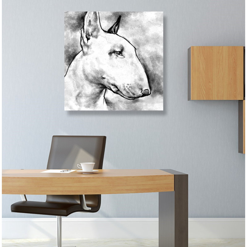 Bull Bull Terrier - reproduction sur toile, H 12 po x l 12 po x P 1,5 po