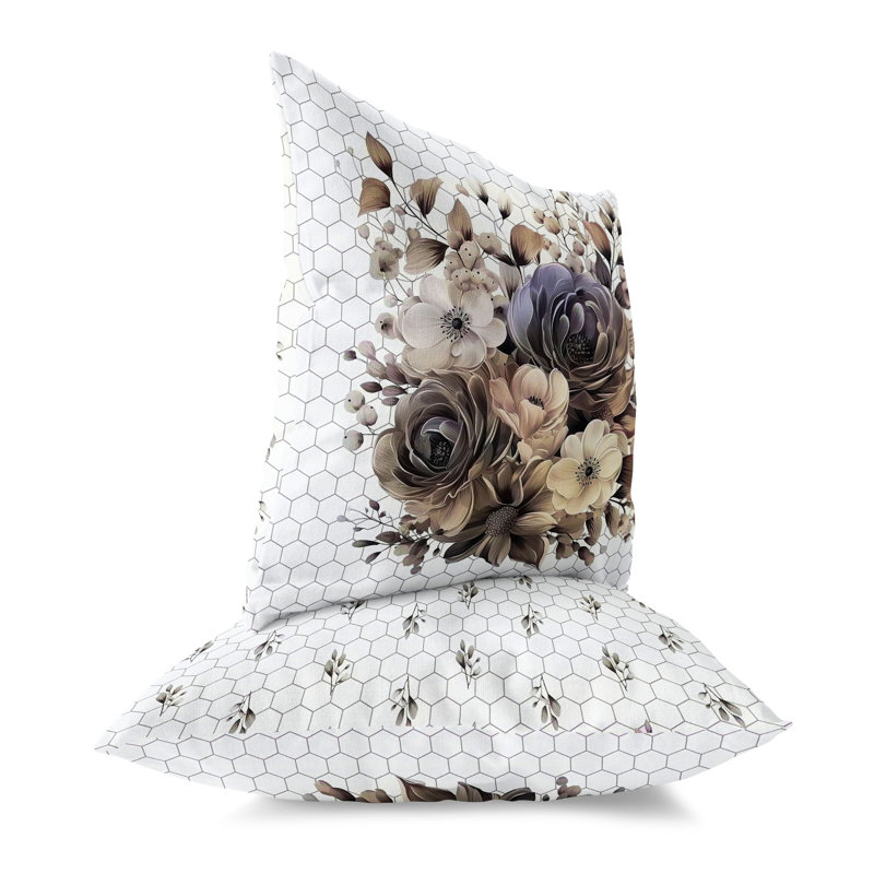 Coussin Petal Poetry, H 20 po x l 20 po, Beige/Orange