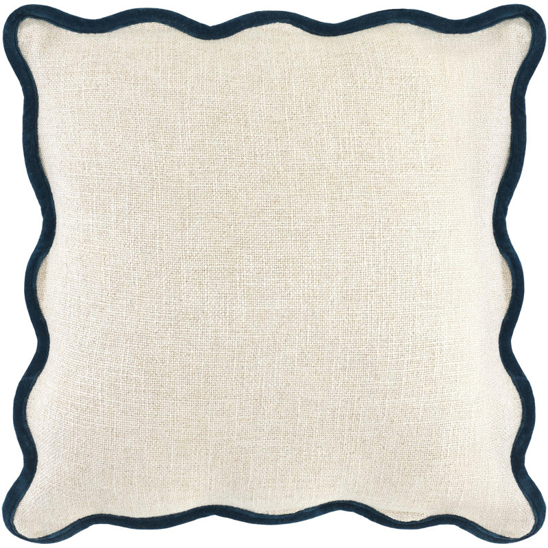 Becki Owens X Livabliss Caliza Accent Pillow, Square 22'', Cream/Blue, Duck Down