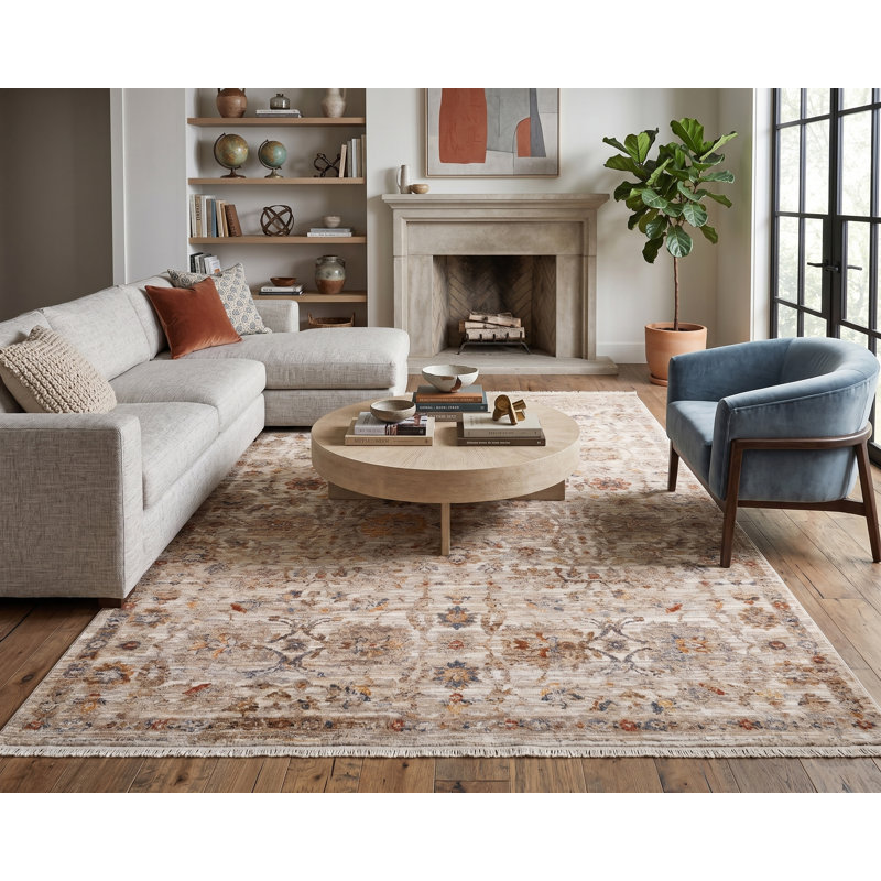 Tapis à motif floral Albany Peuplier, Rectangle 8 pi 9 po x 11 pi 9 po