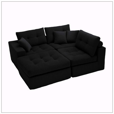Canapé-lit en coin à compression Corduroy, canapé modulaire en L avec éponge à haute densité