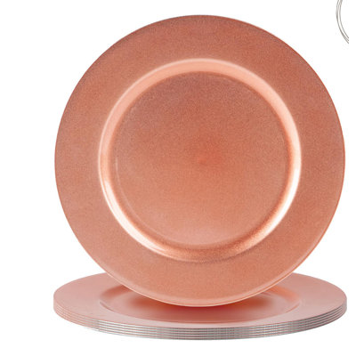 Argon Tableware - 33cm Melamine Charger Plates - Set of 6 - Metallic Finish