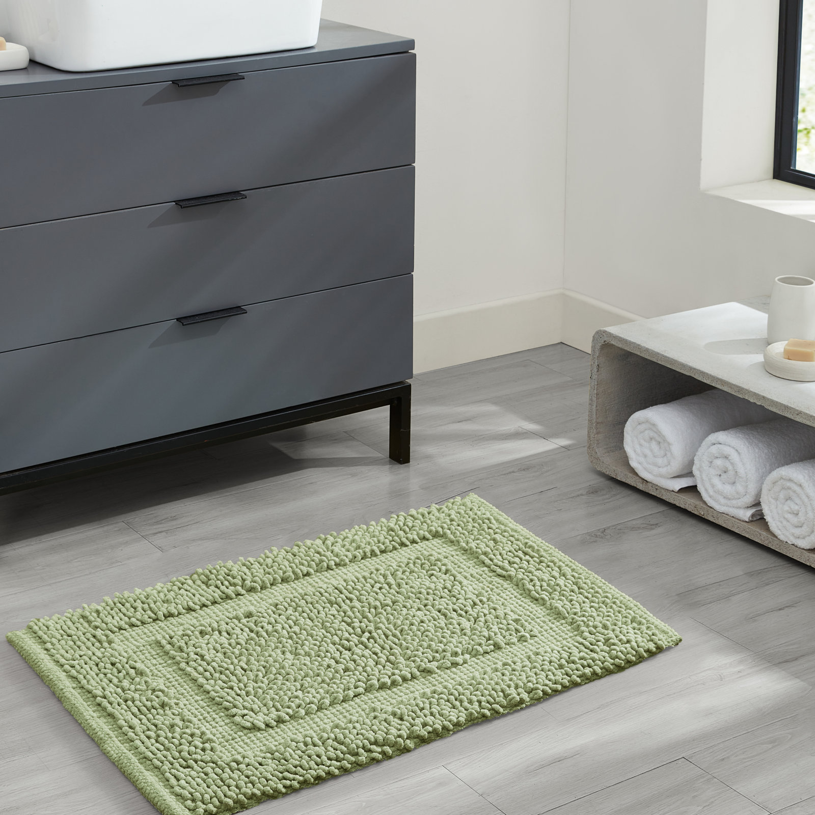 Payten Classic Cotton Bath Mat, Sage, Single - 27"W x 45"L