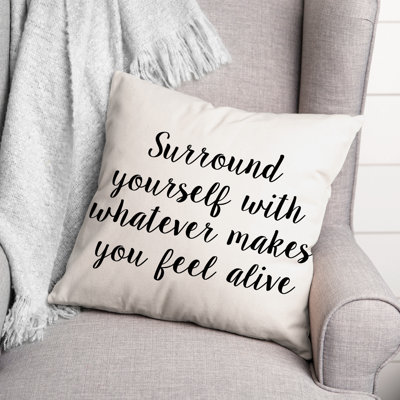 Coussin décoratif noir et blanc Typographie