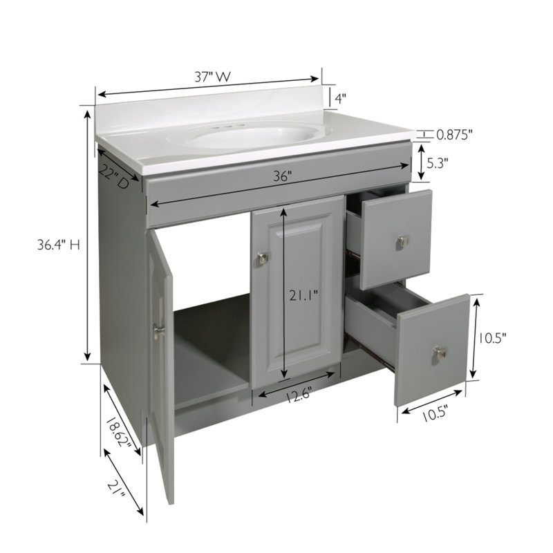 Wyndham 37-Inch Espresso Wood Vanity with White Marble Sink Top