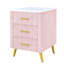Table de chevet rose rembourrée avec 3 tiroirs et 3 pieds en métal avec pieds-1455158005