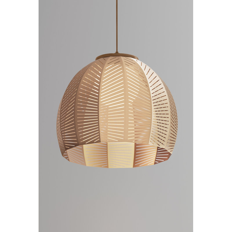 Luminaire suspendu en forme de dôme à 1 lumière Amicus, H 13,5 po x l 15,8 po x P 15,8 po, Noyer / or rose