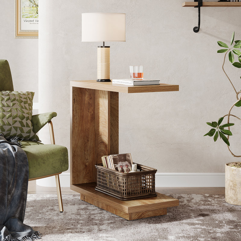 Dionnie C-Shaped End Table, Brown