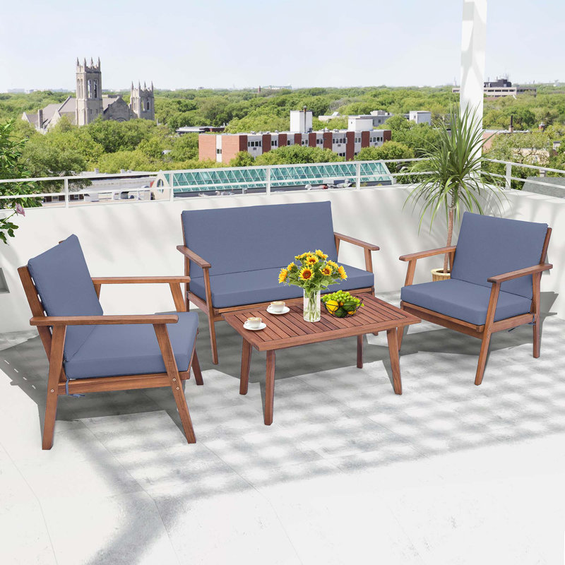 Flaxville 4 - Person Patio Conversation Set with Cushions