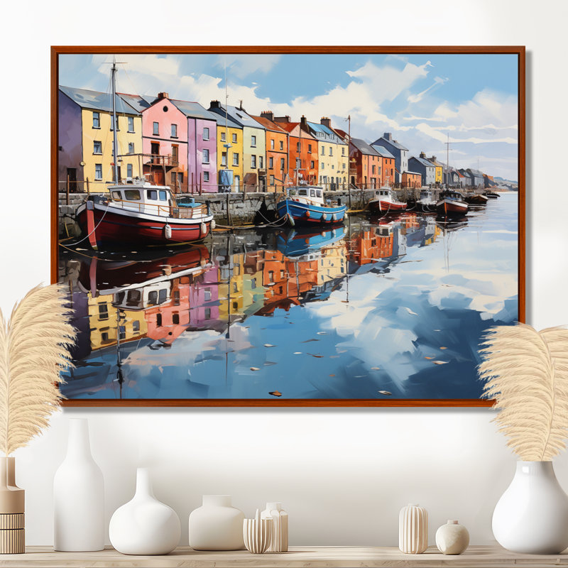 «Ireland Harbor Reflectionsan Acrylique I», reproduction encadrée, H 30 po x l 40 po x P 1,5 po, Cadre flottant brun