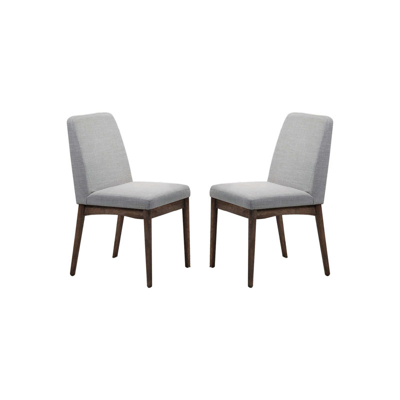 Chaise de salle à manger rembourrée en tissu gris, brun (ensemble de 2)