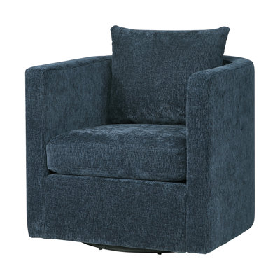Chaise pivotante bleu marine revêtue de tissu ultra doux antidérapant, siège à ressorts ensachés, coussins réversibles, tissu à 360 degrés pour les rassemblements sociaux, socialisation