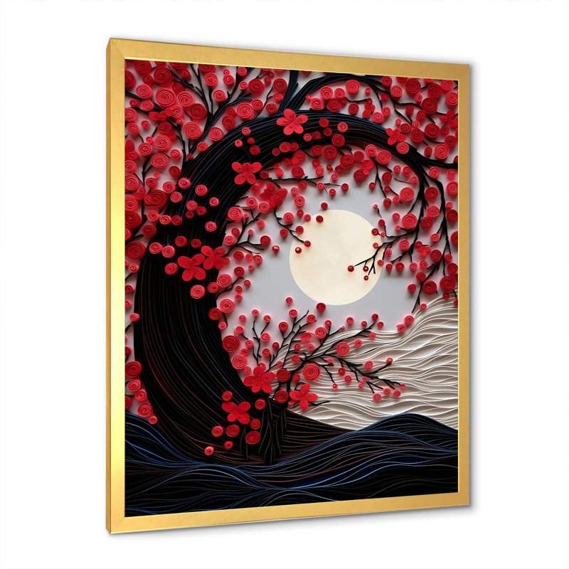 Red Moon Ruby Radiance I, H 20 po x l 12 po x P 1 po, Cadre doré simple