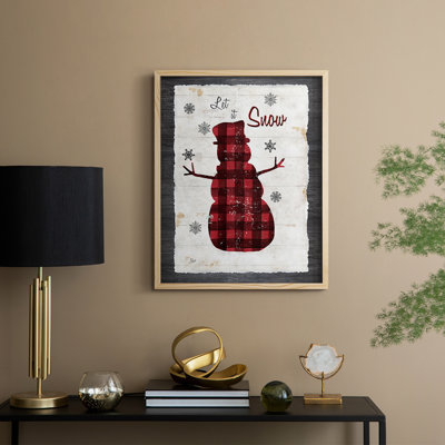 «Chequered Snowman I», reproduction encadrée - bois massif