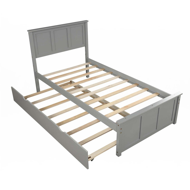 Lit plateforme avec lit gigogne simple, Gris