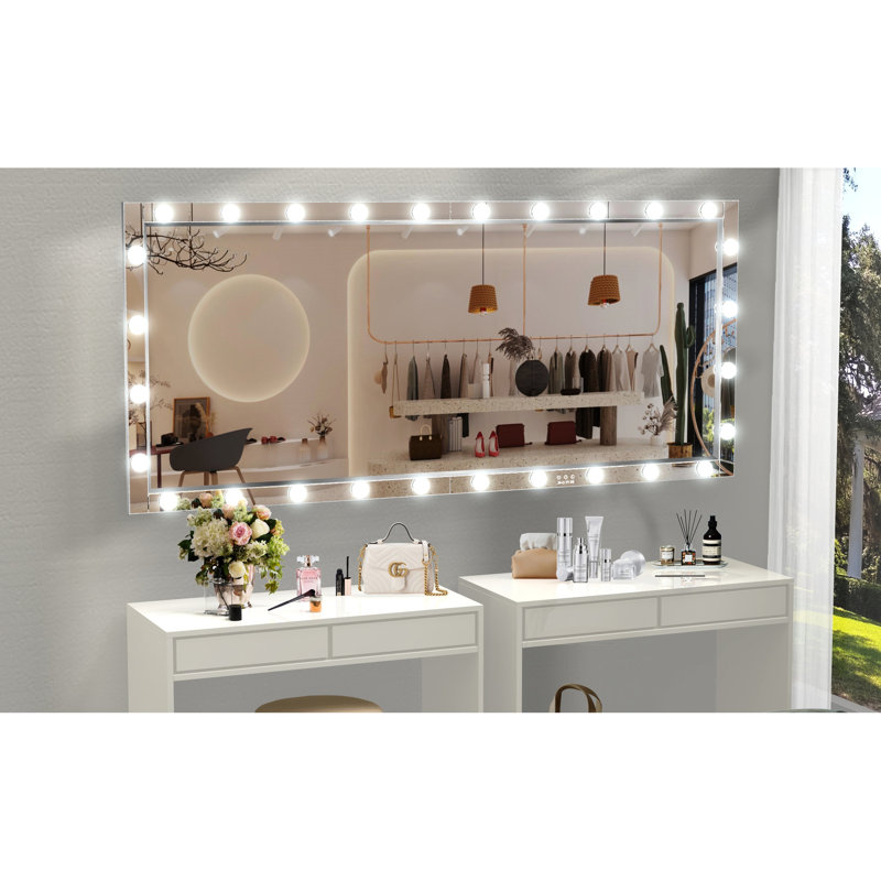 Miroir à DEL complet 72 po x 36 po - aluminium argenté, 3 modes de couleur, rouille, pour divers espaces, miroir de grande longueur, 72 po x 36 po, Scénario