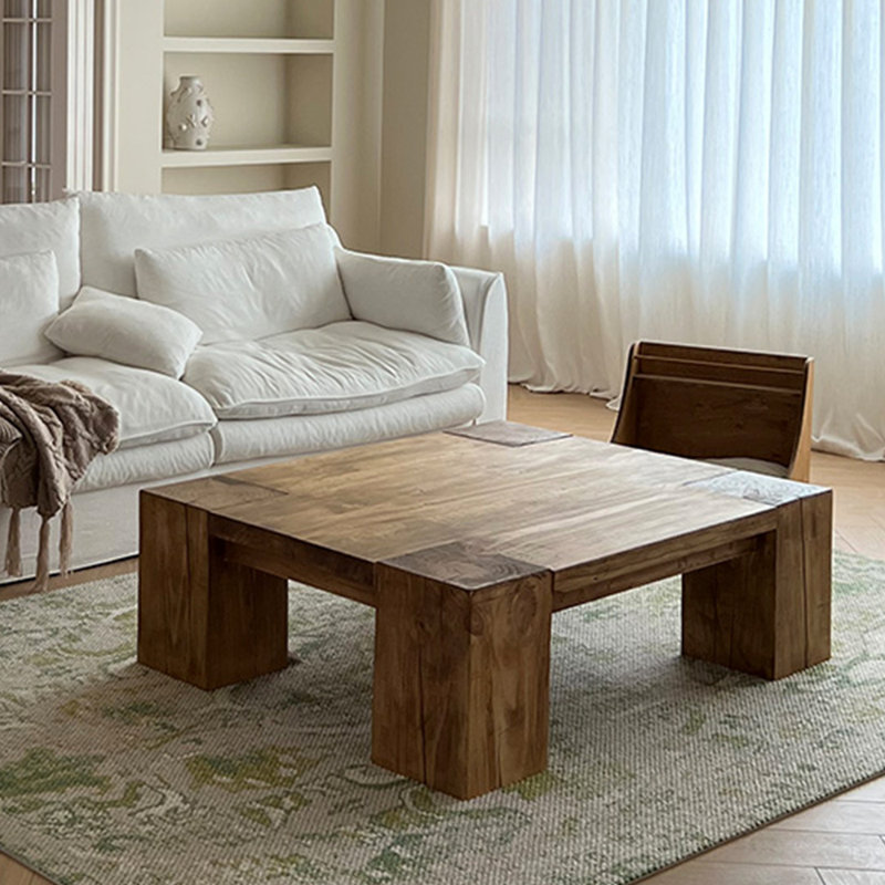American retro style wood coffee table, 15.7" H x 47.2" W x 39.4" D