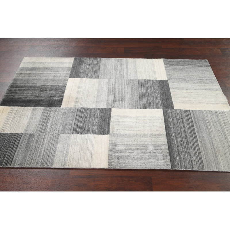 Checkered Gabbeh Wool Area Rug 4x6