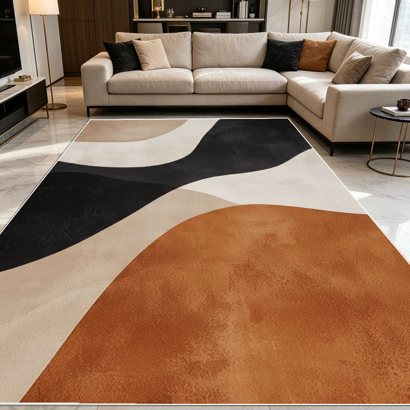 1PC Abstract Wavy Neutral Block area rugs for Living Room, Soft&Comfy, All-season, Easy-care, Machine Washable Indoor floor mat, Under Table Farmhouse suitable for dining room, bedroom, entryway, home office, patio, Home Decor, Outdoor Decor.