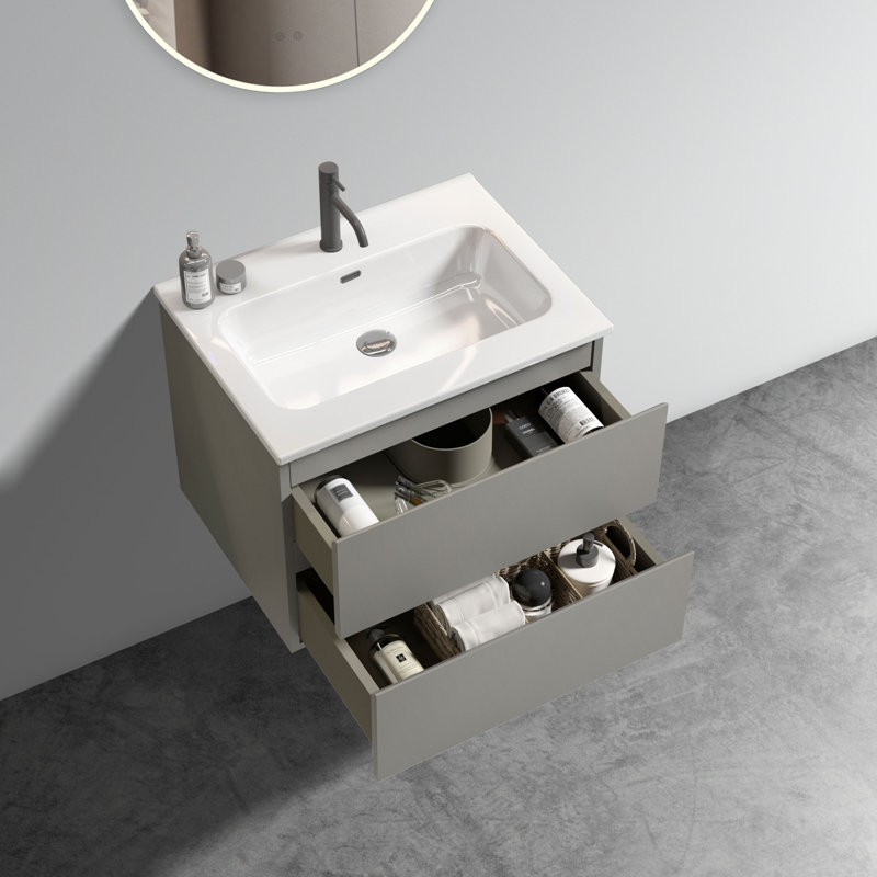24'' Single Bathroom Vanity with Top, Gray
