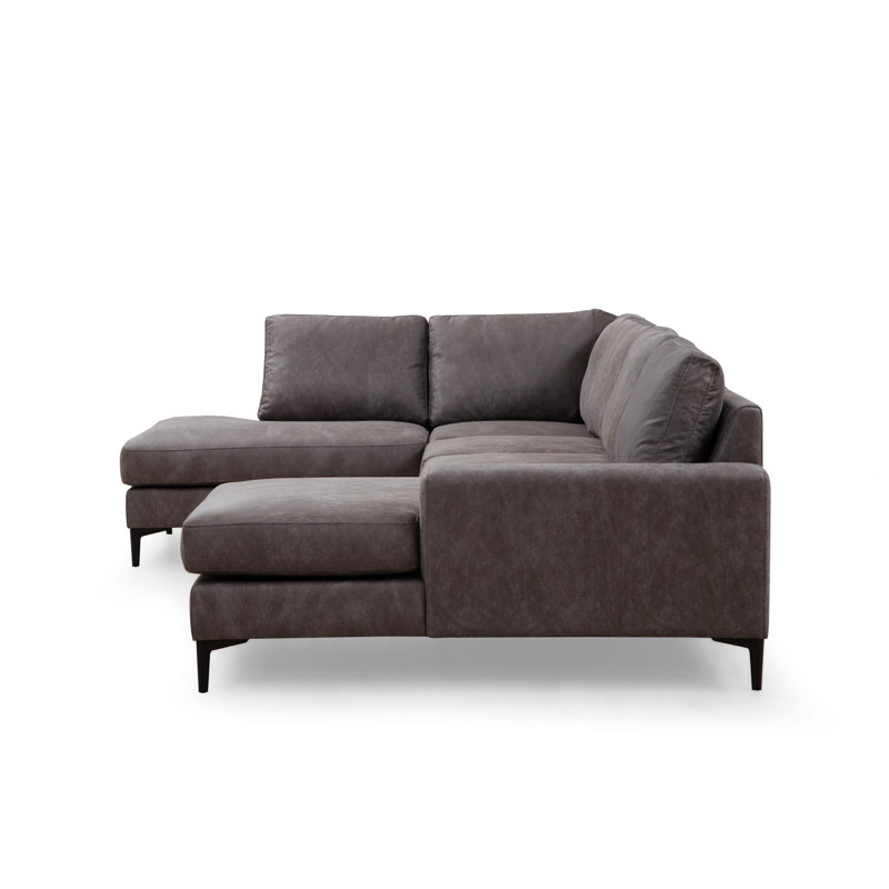 Élégant canapé d'angle de couleur anthracite de 78,7 po x 123,6 po x 59,1 po | Structure en bois de hêtre et en carton, tissu 100% polyester, nettoyage à sec | Mousse grise douce et coussins en mousse de silicone pour un confort ultime