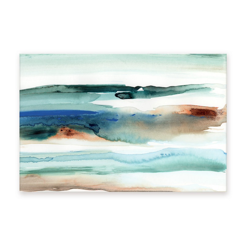 Coastal Retreat Beach Waves Abstract, 36" H x 48" W x 1.5" D, Wrapped Canvas, Does Not Apply