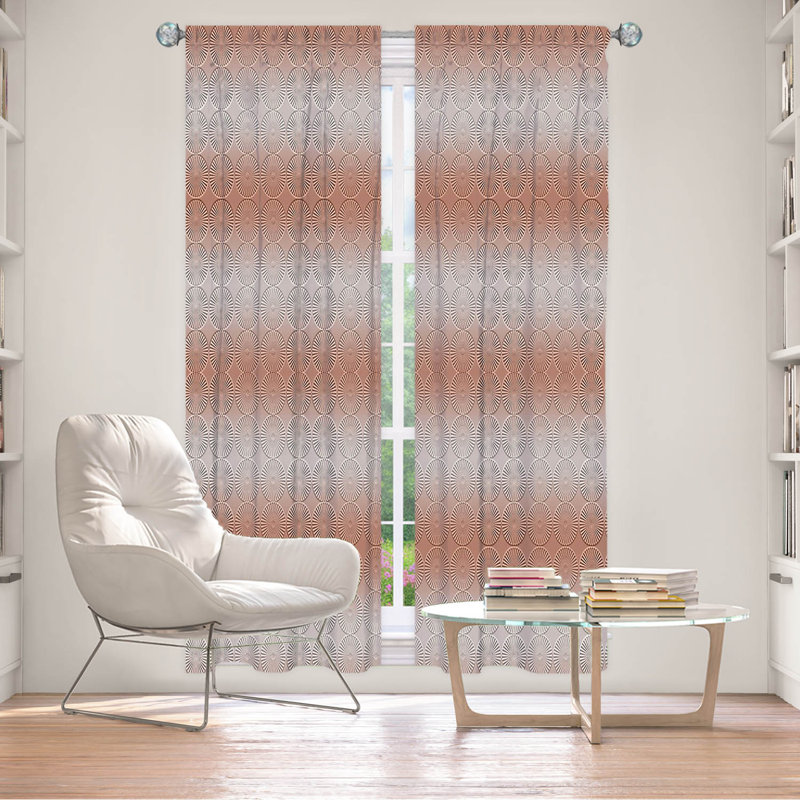 Paire de rideaux obscurcissant en polyester Wanne, L 20 po x L 52 po, Gris / Rose
