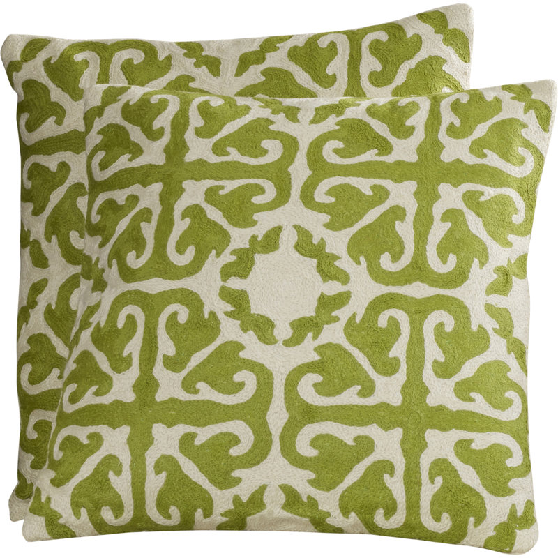 Embroidered Canvas Reversible Throw Pillow, 18" x 18", Orange Sunburst