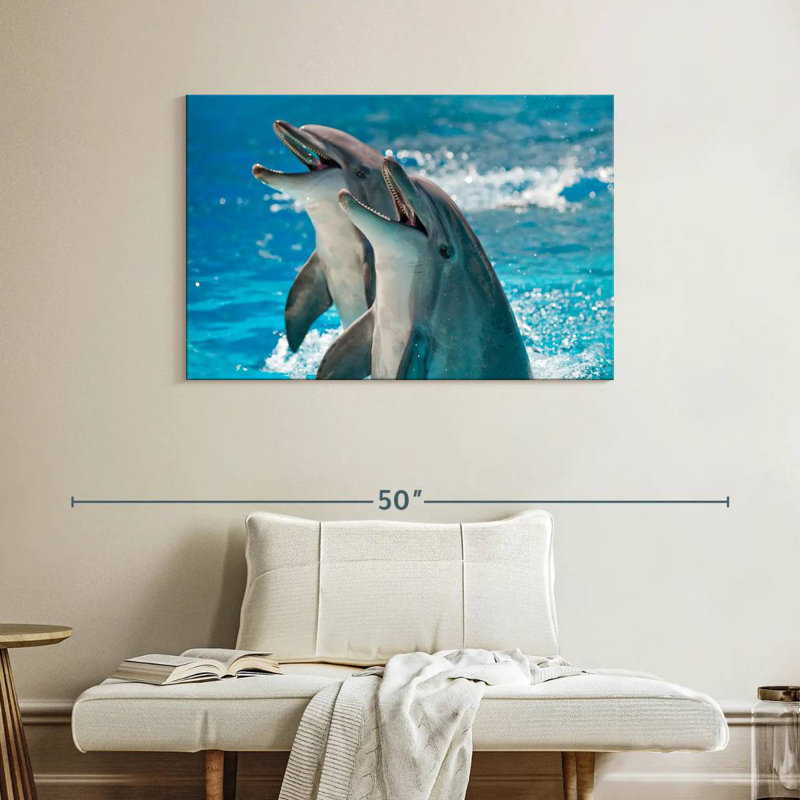 Excited Dolphins, 26" H x 39" W