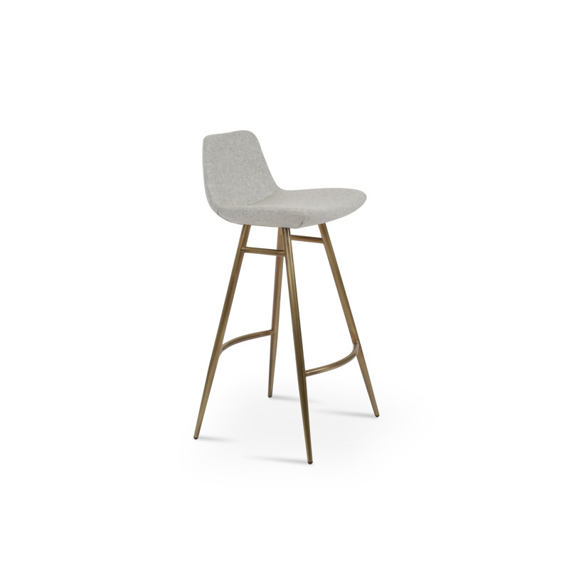 Tabouret de bar et de comptoir Pera Galata en laiton, Laine argentée, Tabouret de bar (siège d'une hauteur de 29 po)