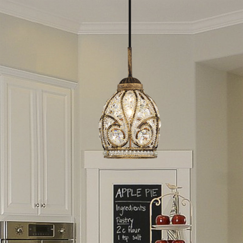 Luminaire suspendu en cristal Telder, Bronze antique