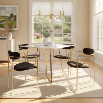 Bellatrix 18'' H Velvet Upholstered Metal Armchair