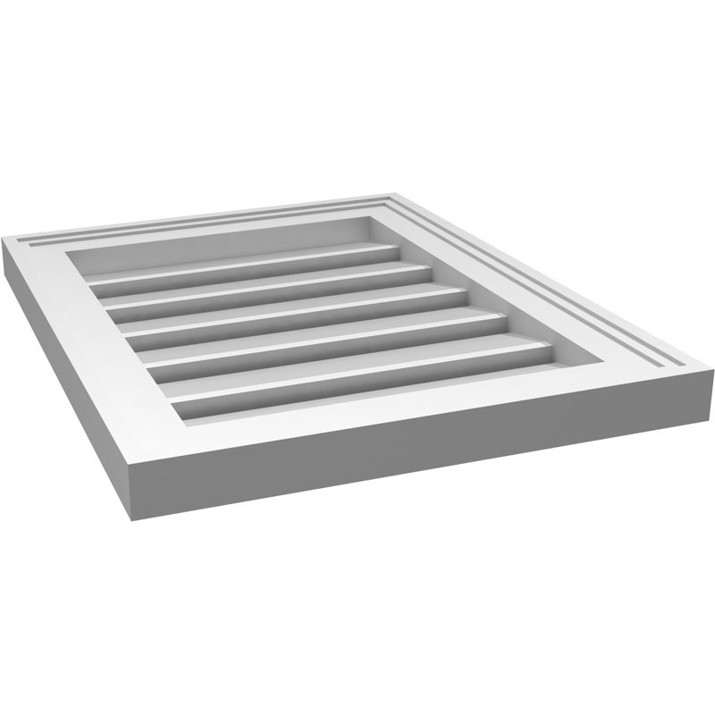 Rectangle Surface Mount Signature Urethane Functional Gable Vent, Primed Tan, 20" H x 16" W x 1.5" D
