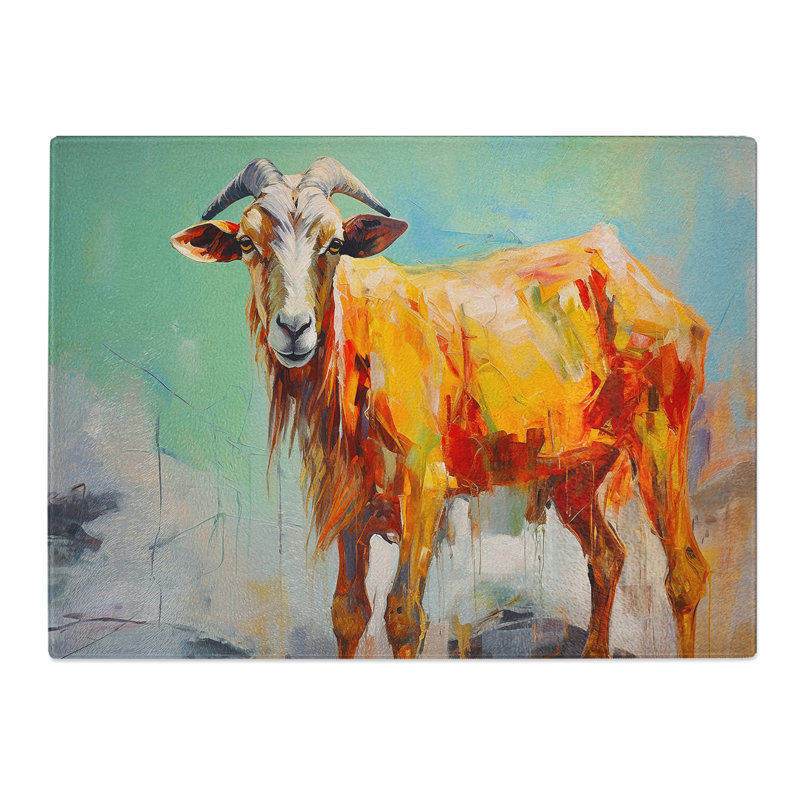 Goat Gestural  Glass Chopping Board