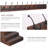 Brown Wood Wall Mounted Coat Rack, 34" Long with 10 Black Tri-Hooks | Burnt Finish Heavy Duty Wood Coat Hanger, Rustic Coat Hooks Rail for Entryway, Living Room, Coat, Scarf, Bag, Towel, Hat-135666729
