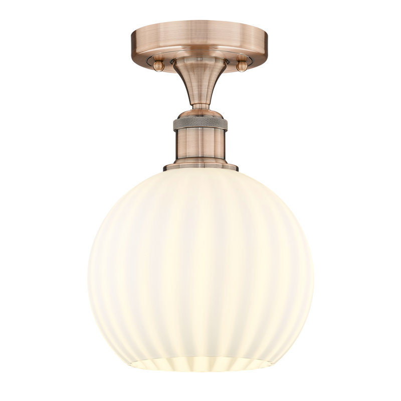 Edison - Adriao - 1 Light Semi-Flush Mount - Adriao Shade, 10.13" H x 8" W x 8" D, Antique Copper