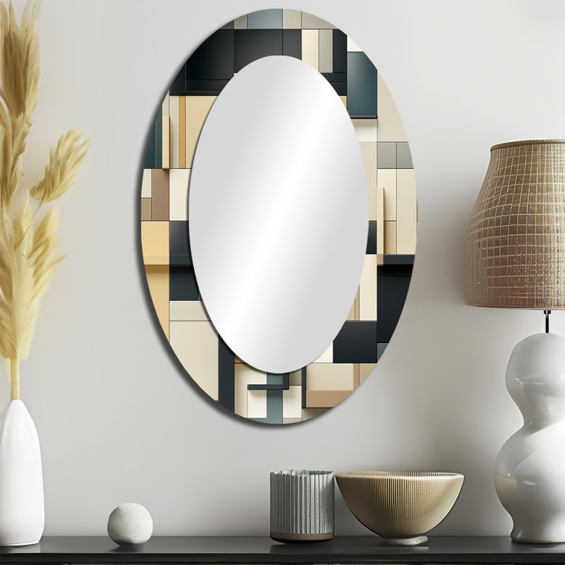 Miroir mural taupe à motif géométrique Harmony, H 36 po x l 24 po