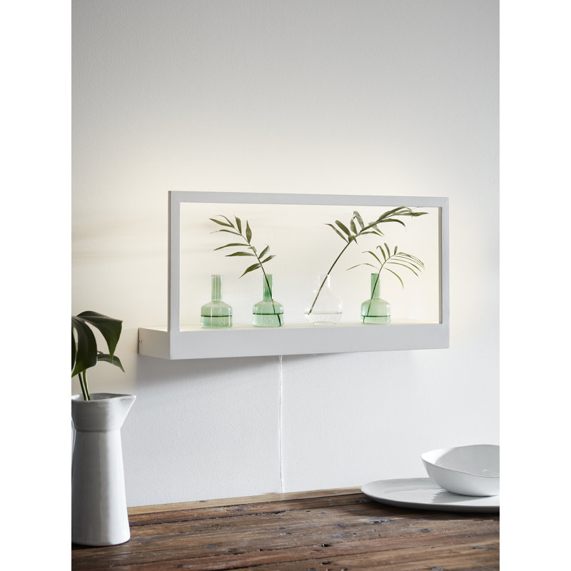 Bakari LED Plug-in Flush Mounted Sconce, White, 30cm H x 60cm W x 15cm D