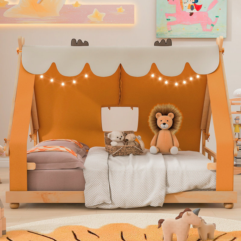 Lit maison avec tente amovible et lumière, idéal pour les jeux imaginatifs et les siestes douillettes, pour les chambres d'enfants