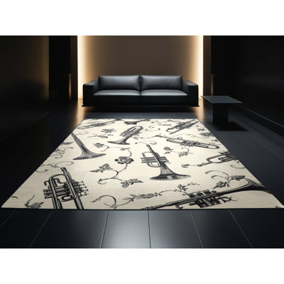 Tapis beige délavé à la machine Orfelinda