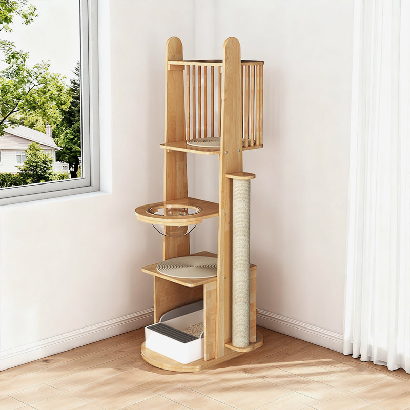 Arbre à chat multifonctionnel en bois massif