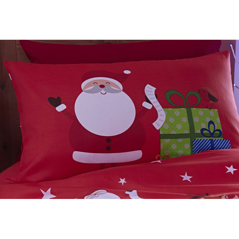 Santas Christmas Presents Reversible Duvet Cover Set with Pillowcases, Single Duvet Cover - 1 Standard Pillowcase