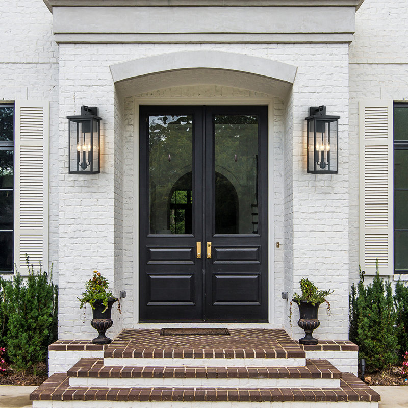 22.5in Large Black Outdoor Wall Lantern Sconce Light