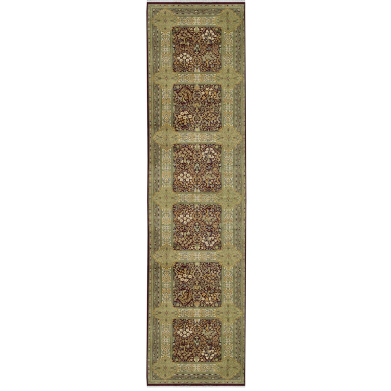 Tapis de couloir brun noué à la main de haute qualité