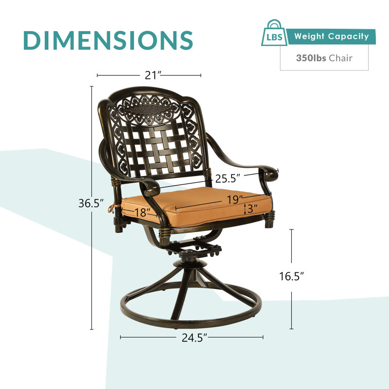 Chaise de patio pivotante avec coussin, Kaki