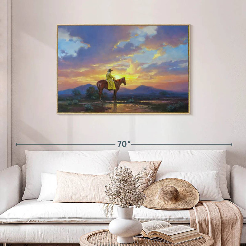 Soleil brûlant, Cadre flottant en bois naturel, 43 po x 29 po