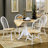 Round 40-inch Drop Leaf Extension Dining Table, White and Natural