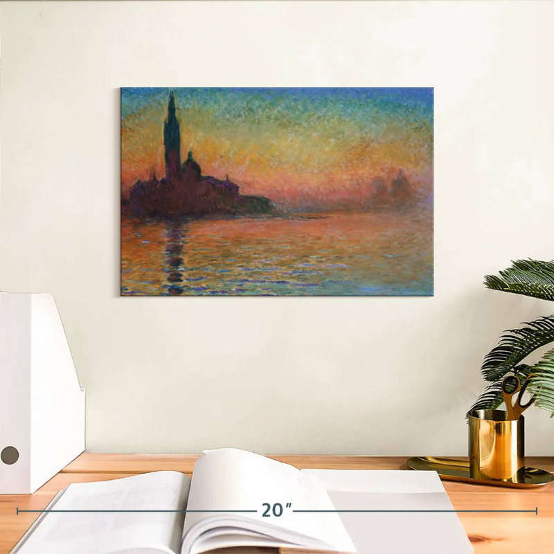 Ravi San Giorgio Majeur au crépuscule, H 8 po x l 12 po
